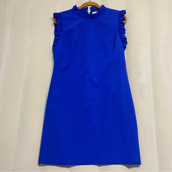 Alice + Olivia Women’s Elsa Dress Size 10 Ruffle Trim Shift Ultramarine Designer - Picture 2 of 10
